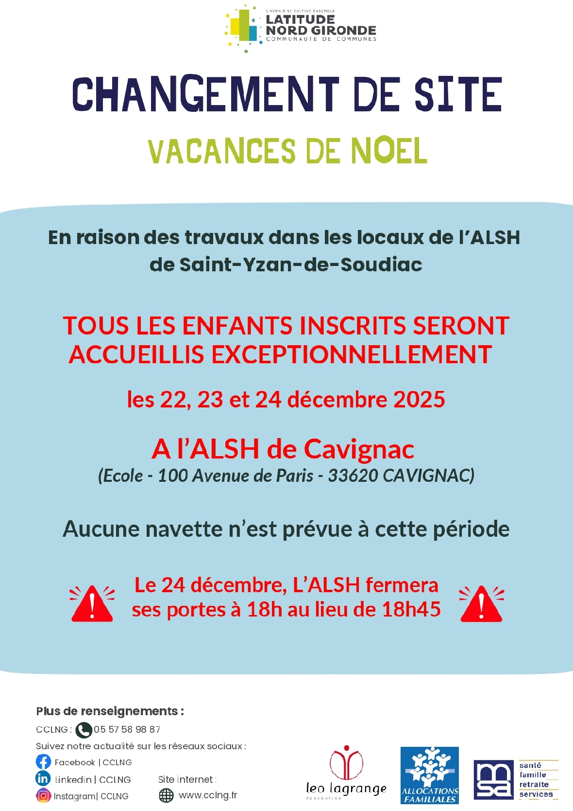 changement alsh noël